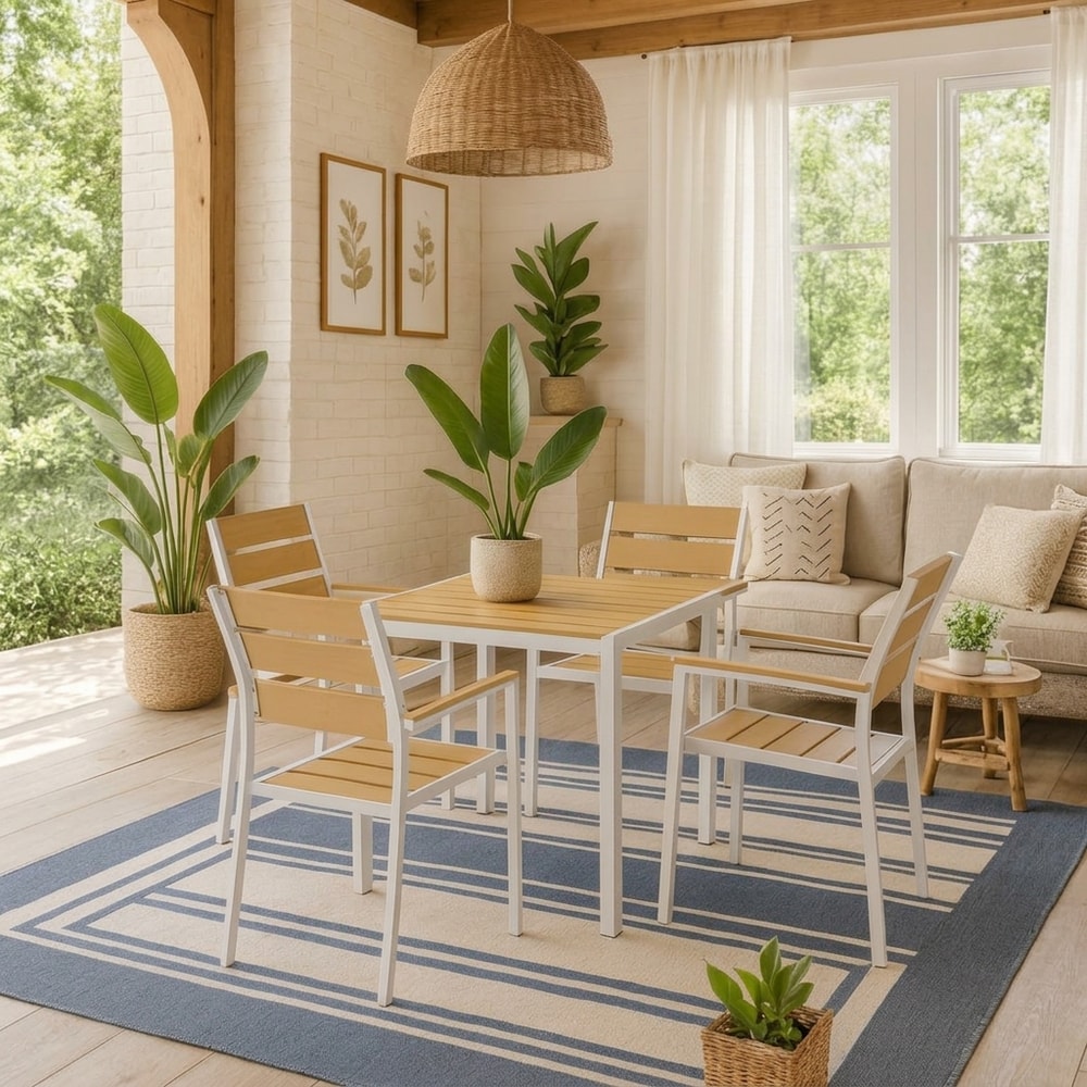 Sillón de Exterior Apilable Blanco y Amarillo