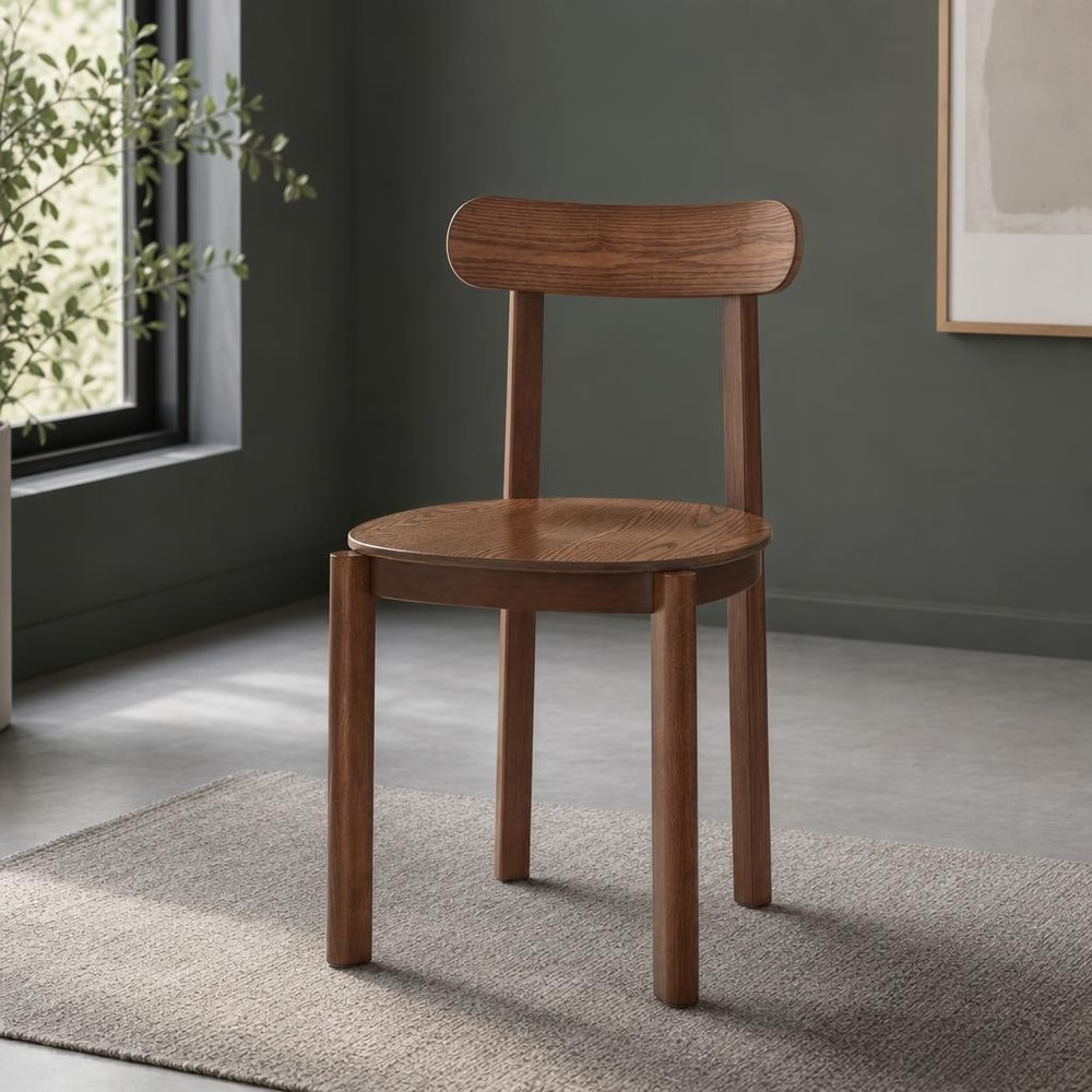 Silla de comedor marrón acabado nogal