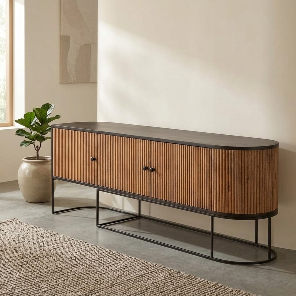 Mueble TV moderno de madera de mango y metal