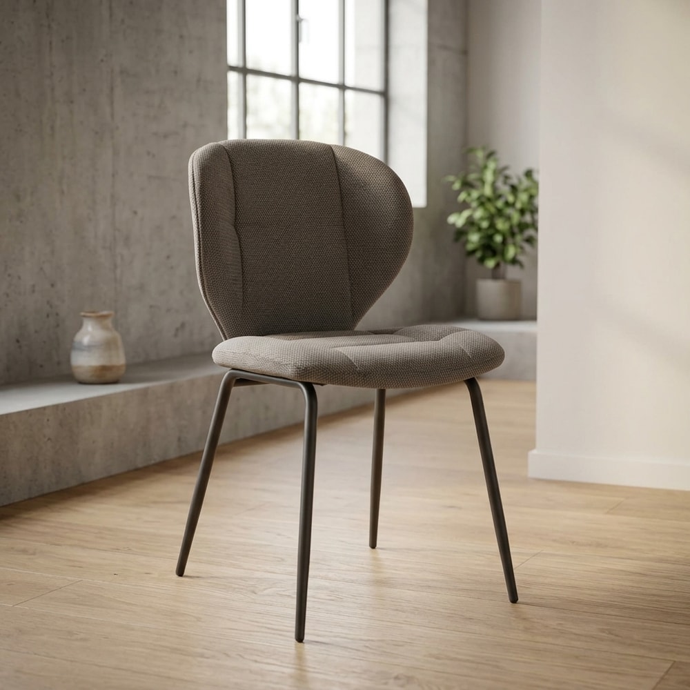 Silla de comedor moderna acolchada en color gris