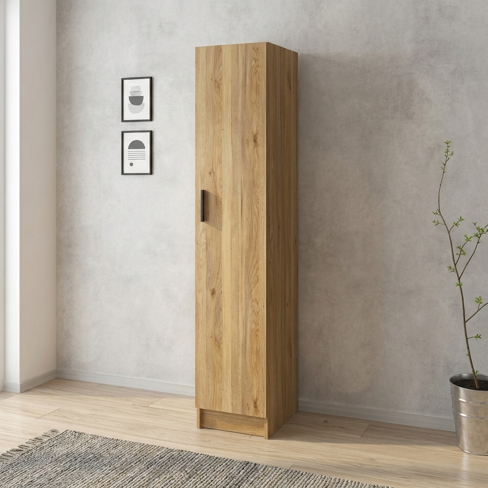 Armario multiusos de una puerta acabado madera