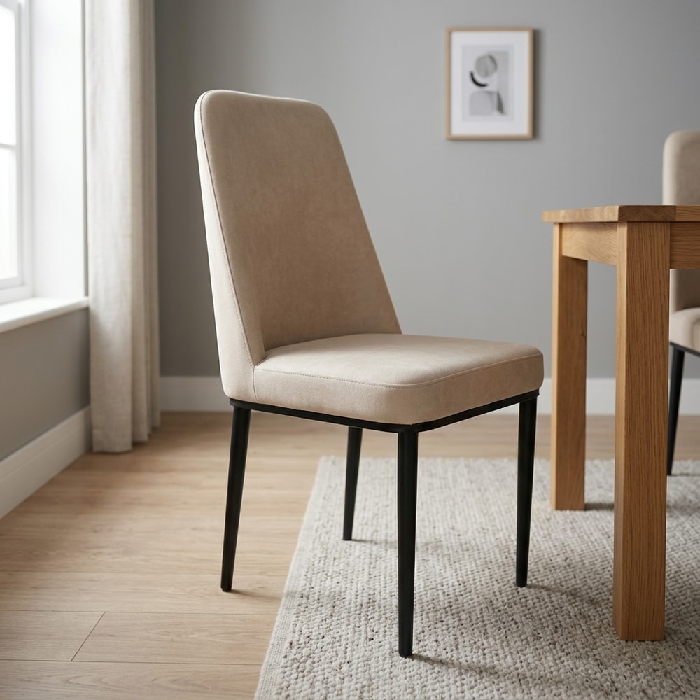 Pack 4 sillas de comedor tapizada beige patas negras