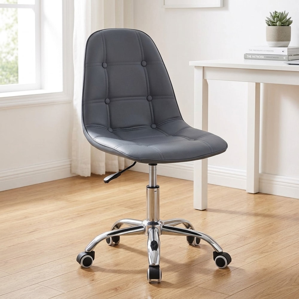 Silla de escritorio tapizada capitoné gris