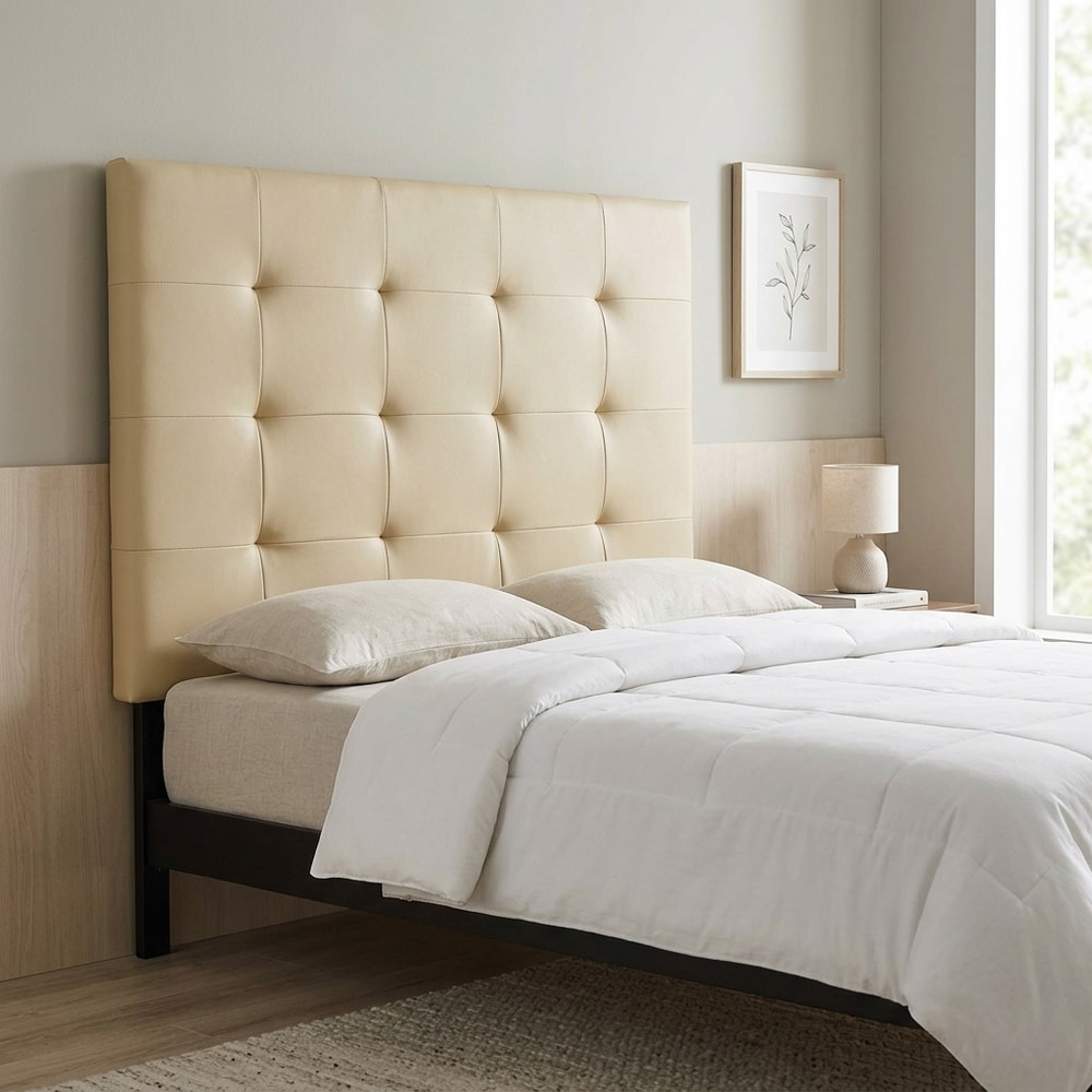Cabecero Matrimonio Tapizado Beige Diseño Moderno