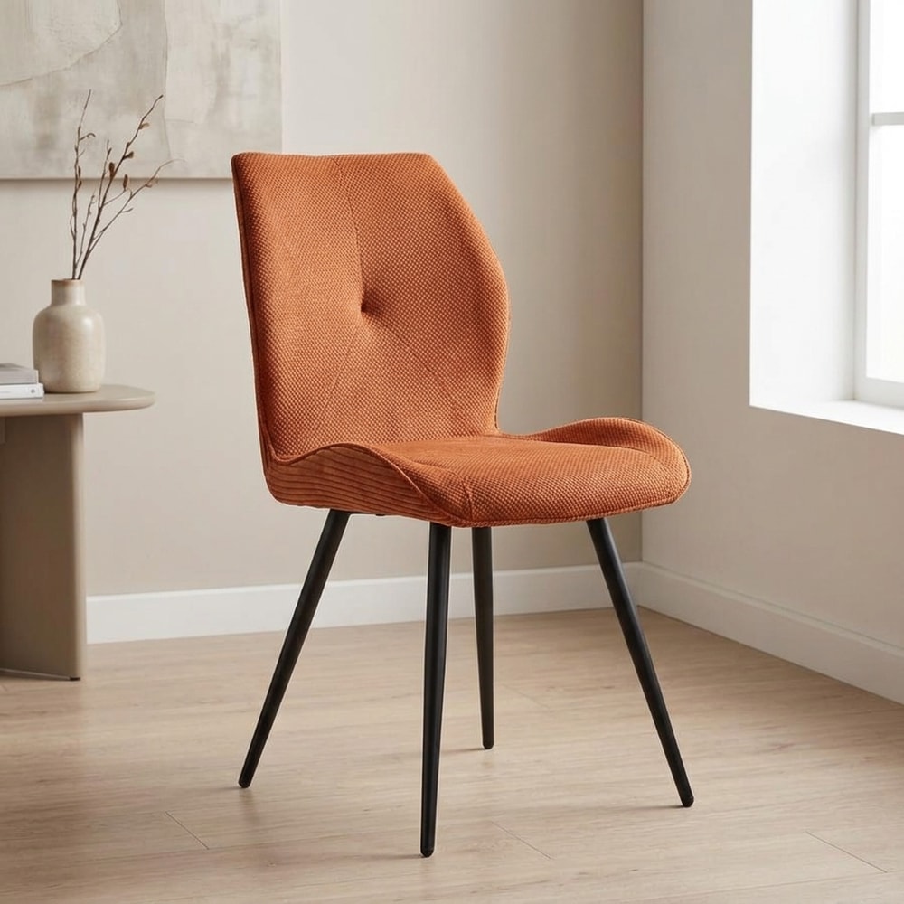 Silla de comedor moderna tapizada color teja
