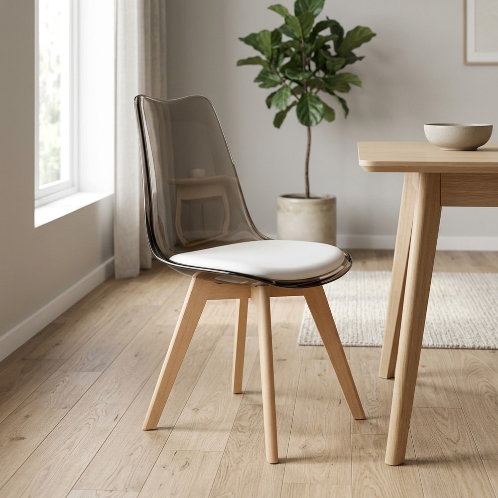 Pack 4 Sillas Comedor Resina Fumé y Madera