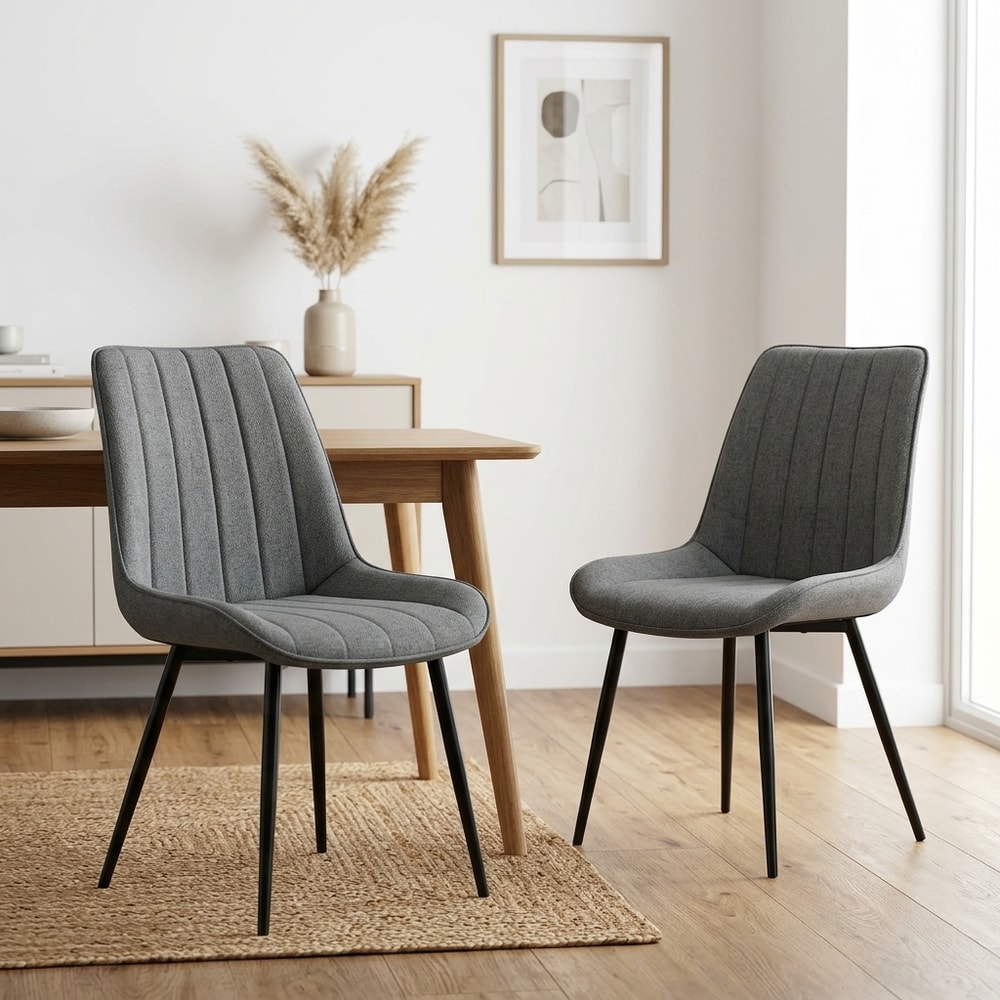 Pack 2 sillas comedor tapizadas gris oscuro