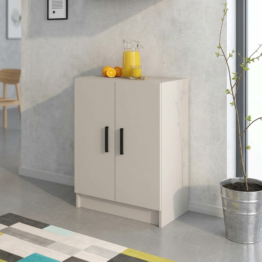Armario multiusos bajo con dos puertas beige