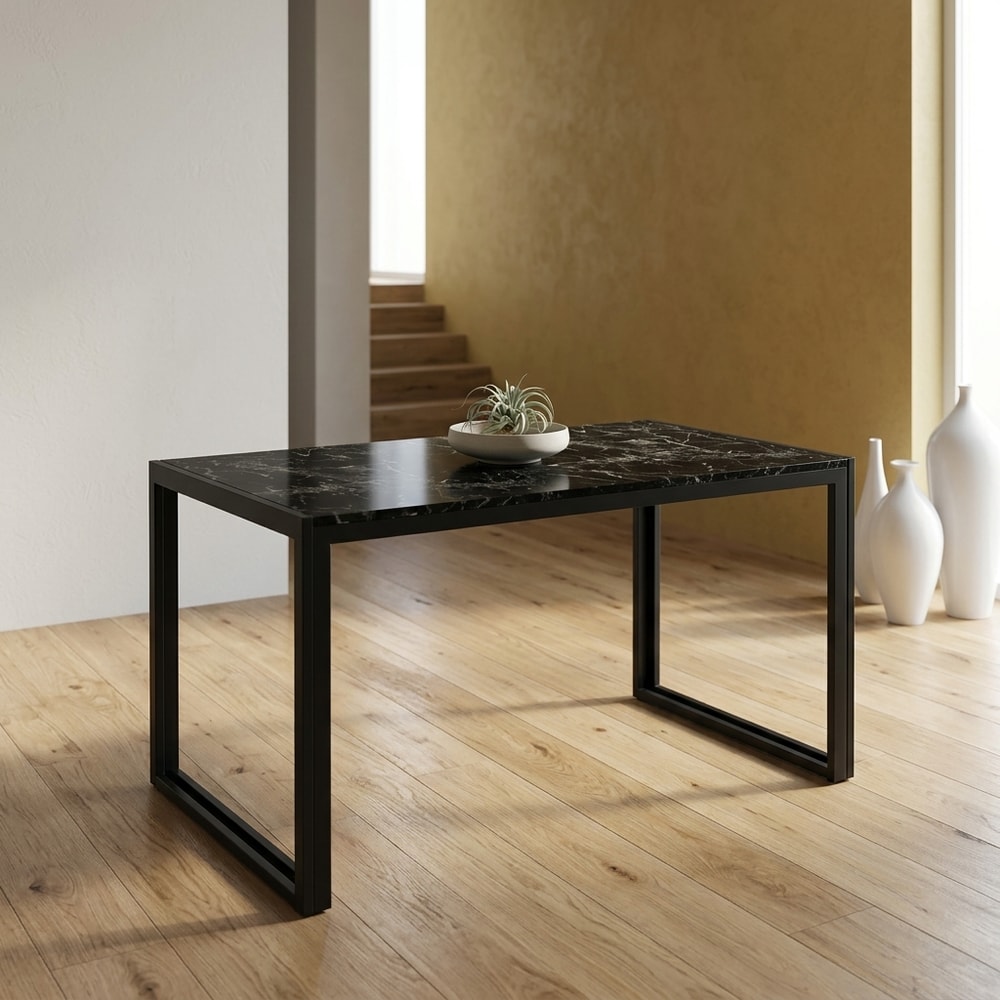 Mesa de comedor cristal efecto mármol negro