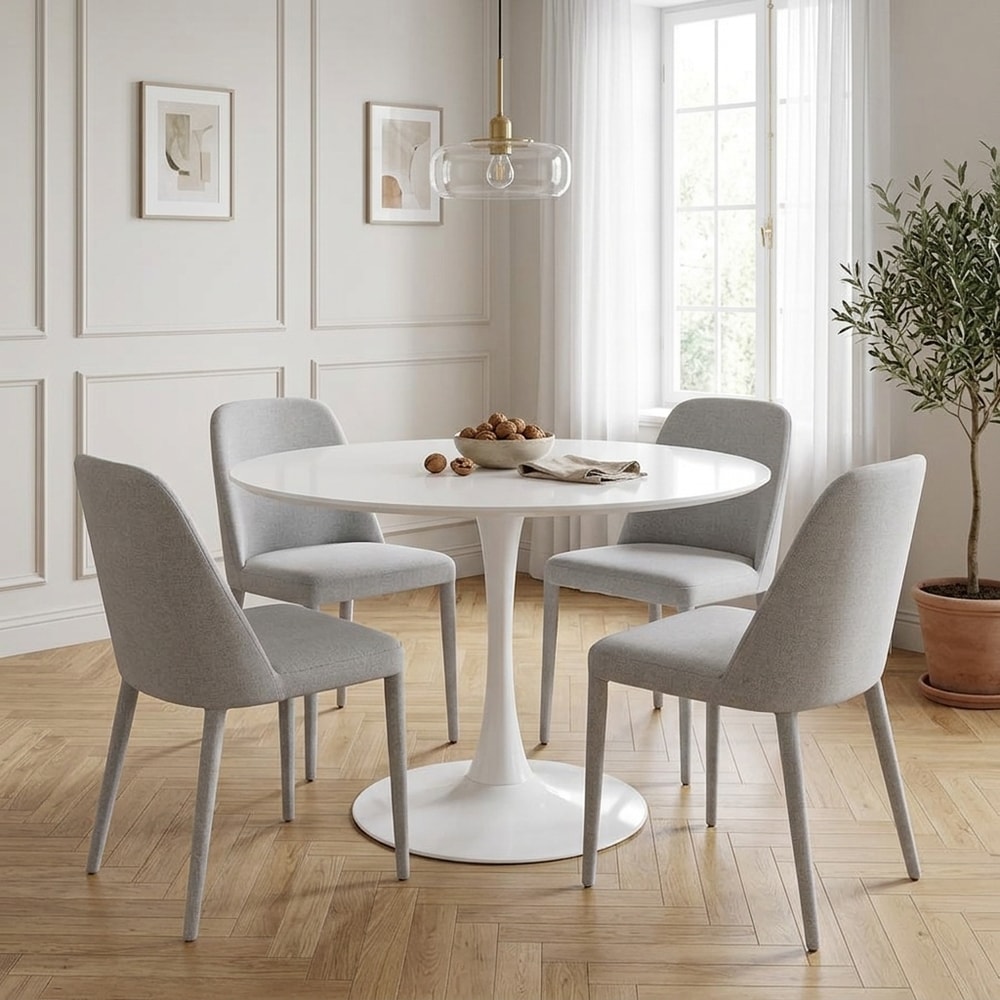 Mesa de comedor redonda blanca diseño moderno