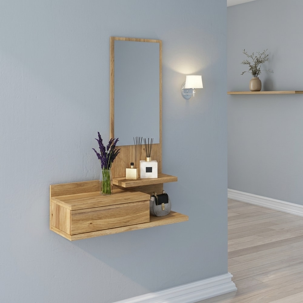 Recibidor de Pared con Espejo y Cajón
