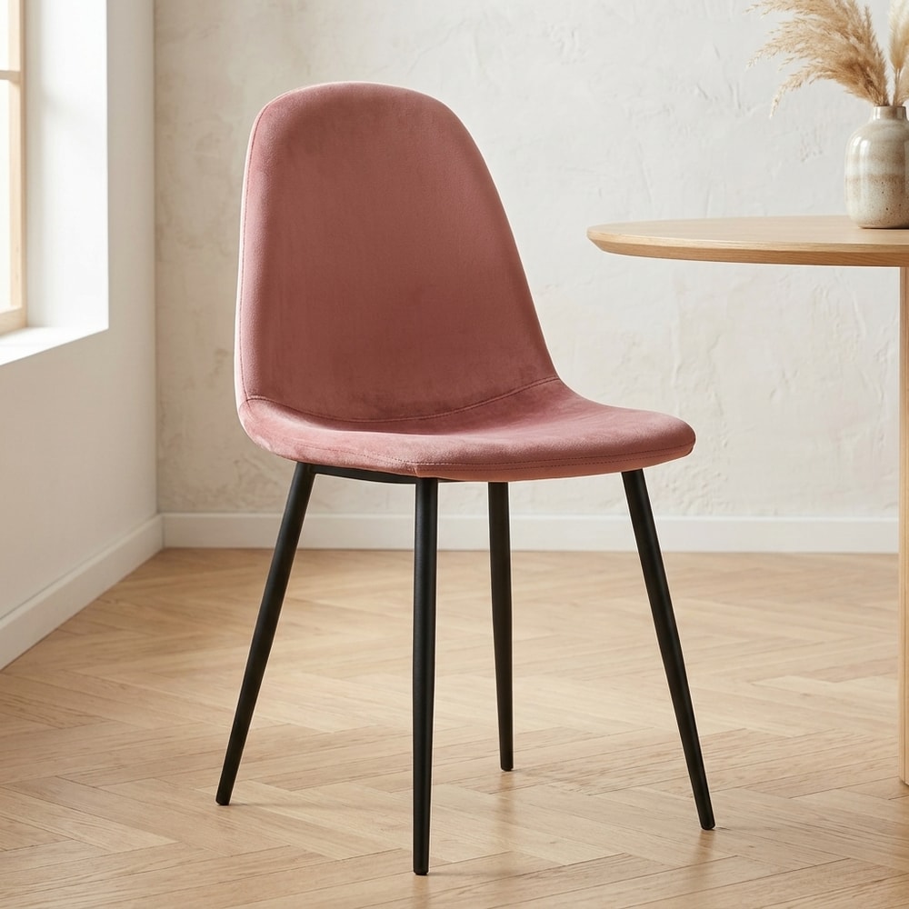 Silla de comedor en terciopelo rosa