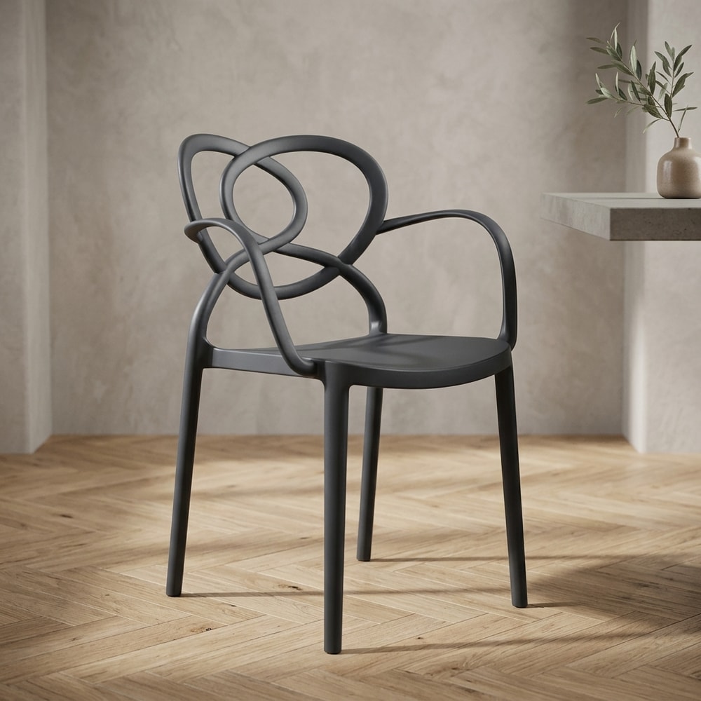 Sillón de diseño moderno apilable antracita