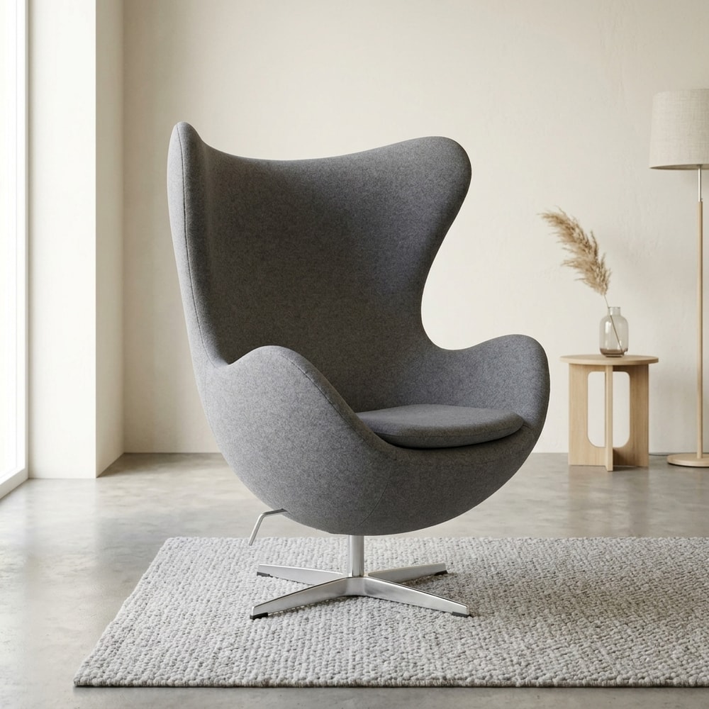 Sillón giratorio de diseño en cachemir gris