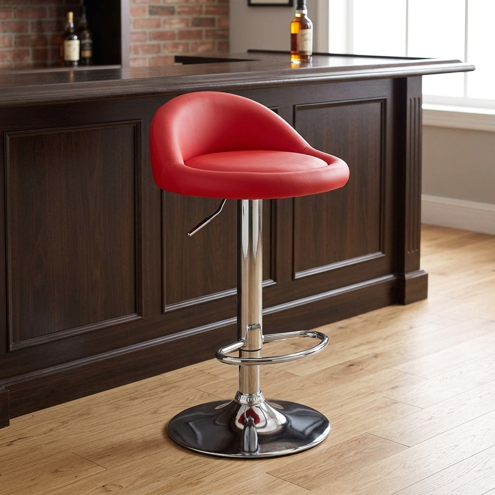 Taburete de bar ajustable en similpiel roja