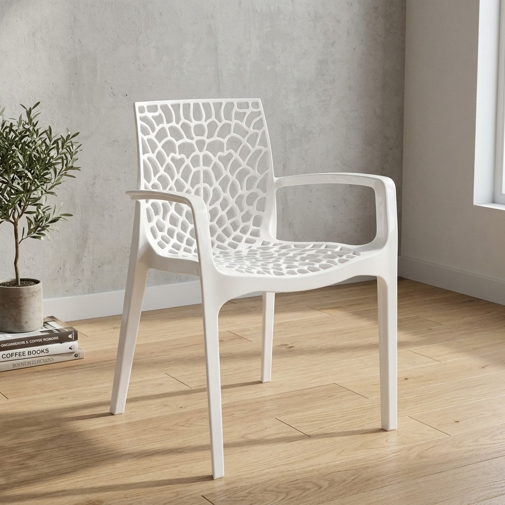 Sillón de jardín apilable en polipropileno blanco