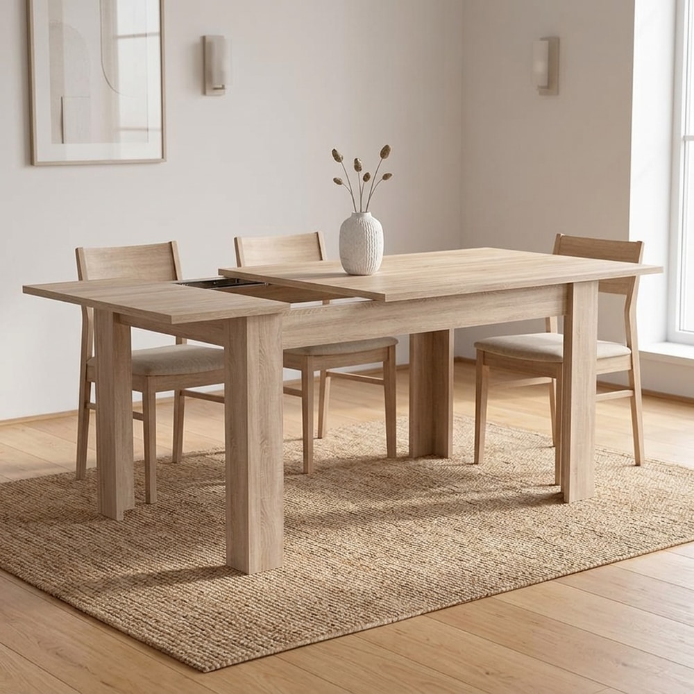 Mesa de comedor extensible acabado cambria