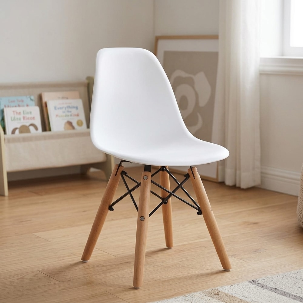 Silla infantil nórdica blanca patas madera