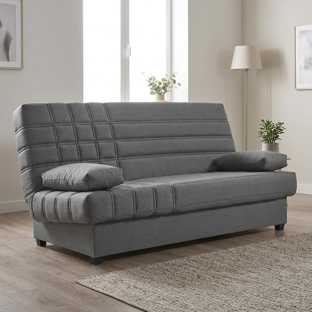 Sofá Cama 3 Plazas con Arcón Tela Gris