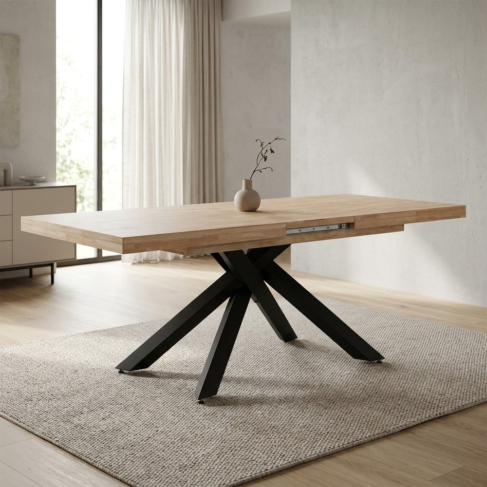 Mesa comedor extensible roble nordish y negro
