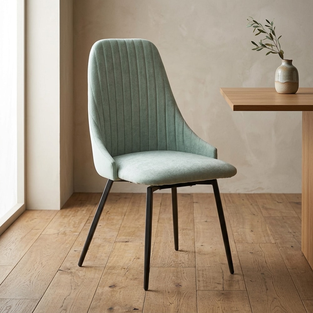 Silla de Comedor Giratoria Azul y Patas Negras