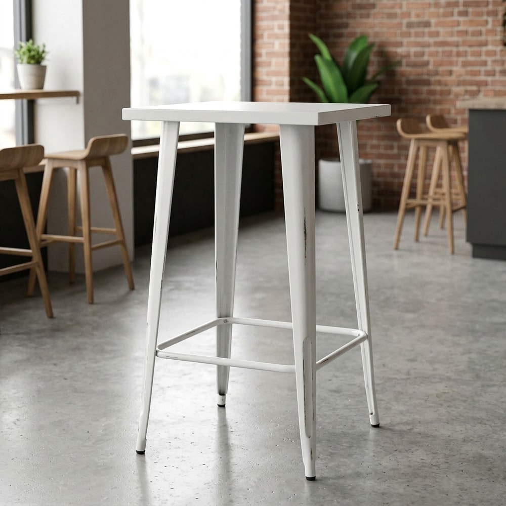 Mesa Alta de Bar Estilo Industrial Blanca