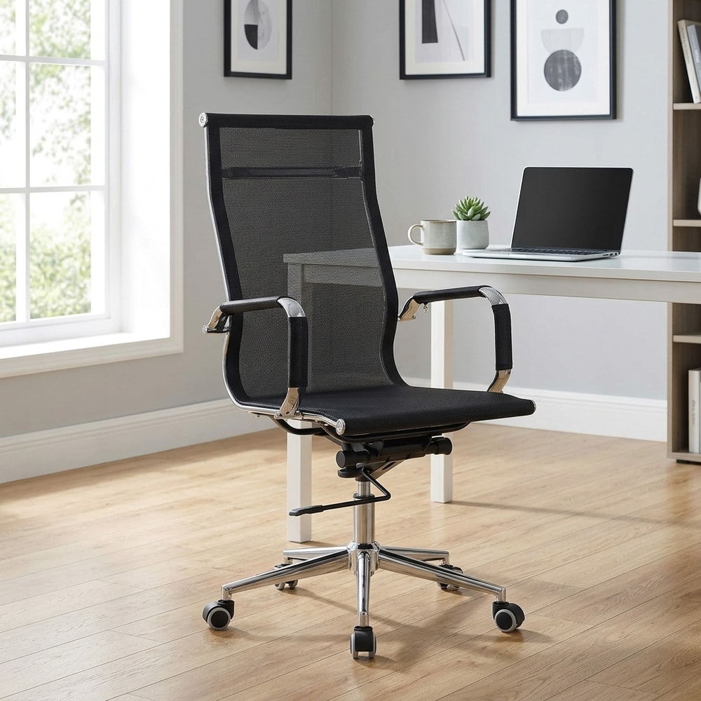 Sillón de dirección con respaldo de malla negro
