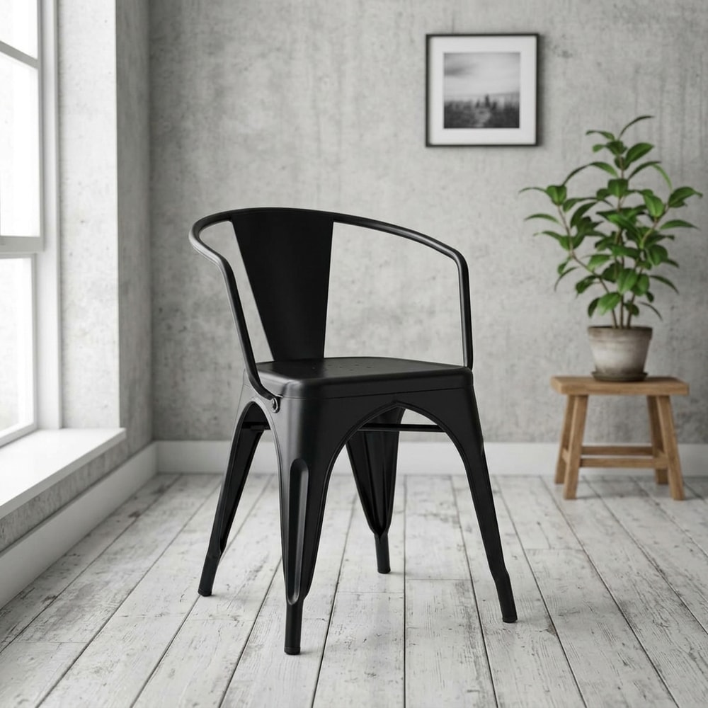 Sillón de exterior apilable en acero negro
