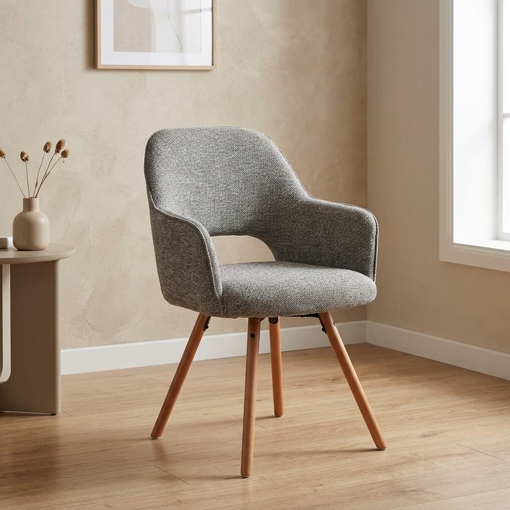 Silla de comedor giratoria tapizada en gris
