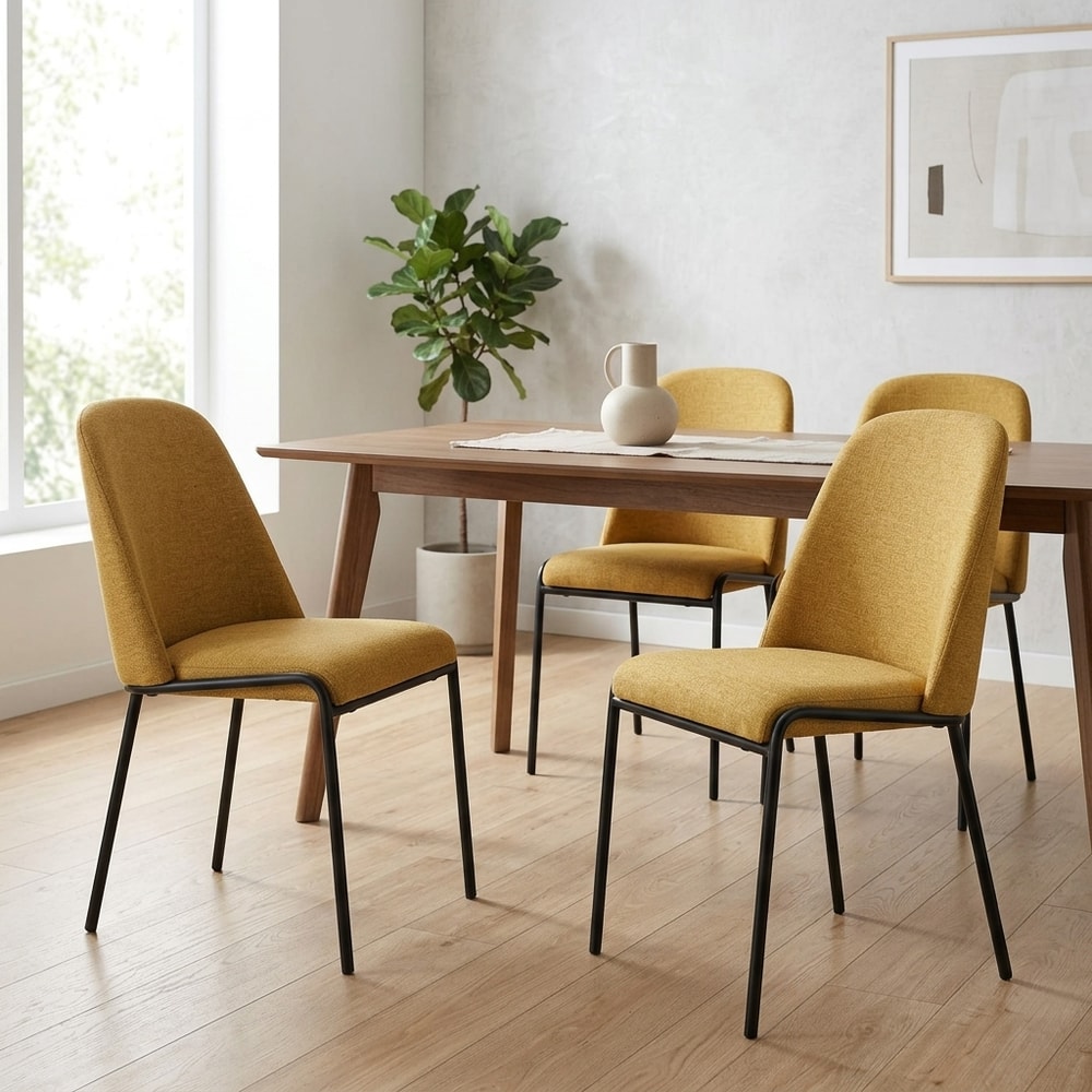 Pack 4 Sillas Comedor Tapizadas Mostaza