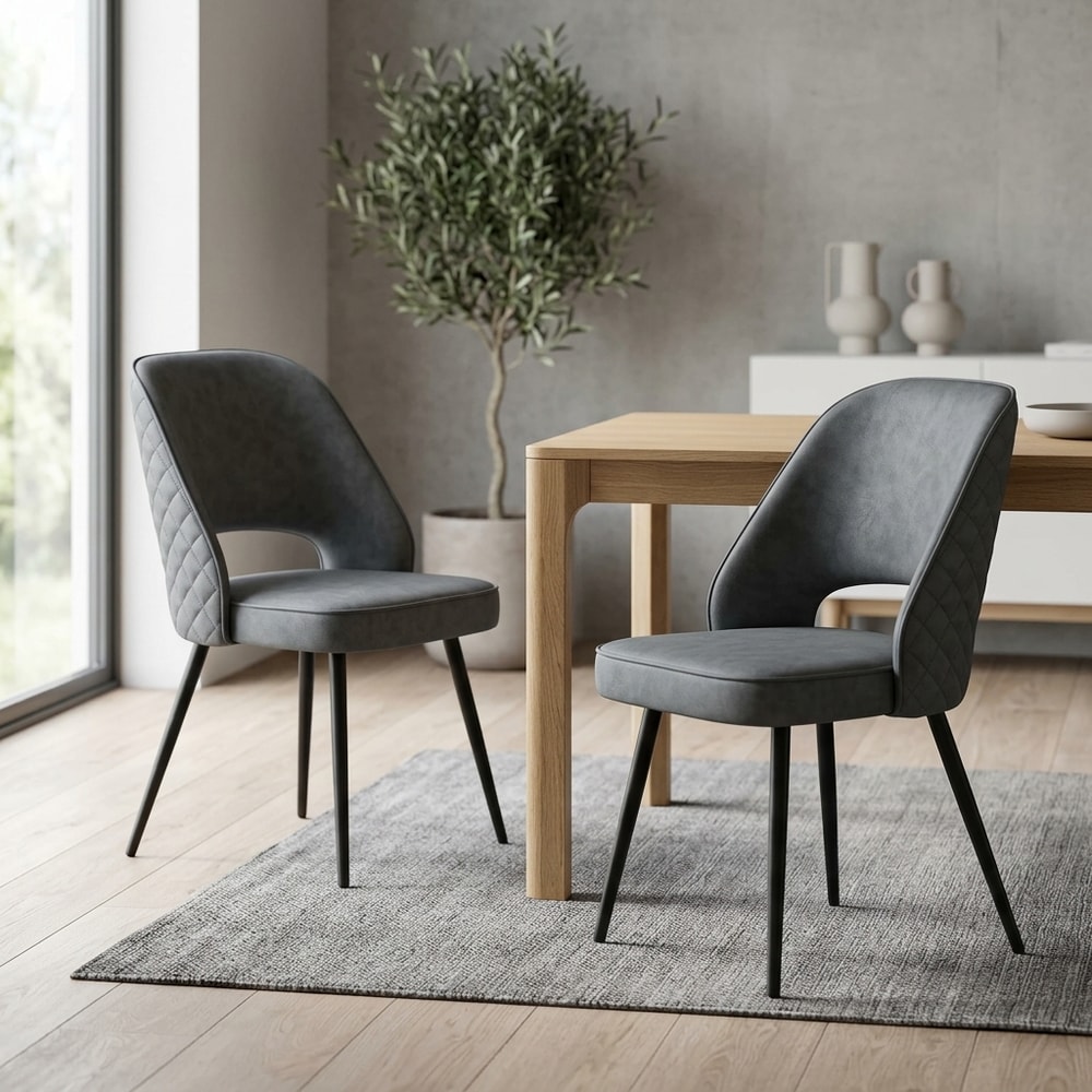 Pack 2 Sillas de Comedor Tapizadas Gris Oscuro