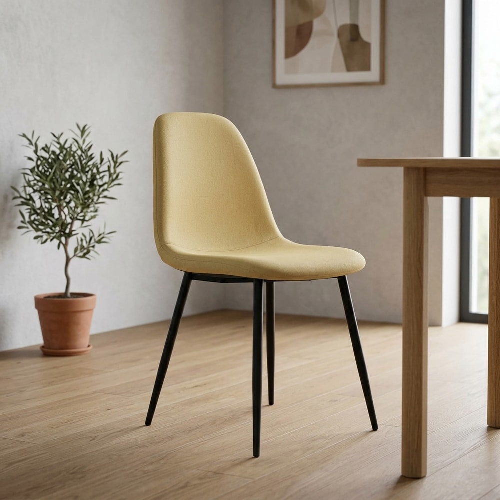 Silla de Comedor Tapizada Capitoné Mostaza