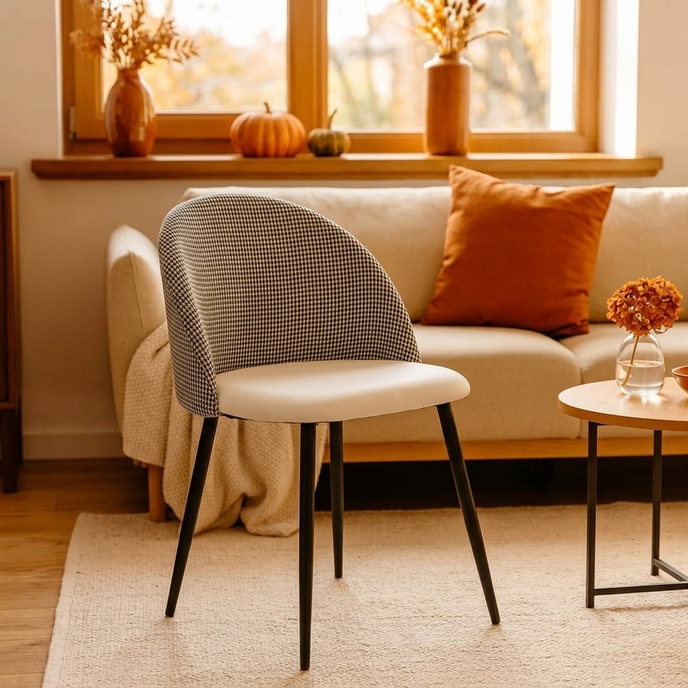 Silla Comedor Pata de Gallo y Similpiel Blanca