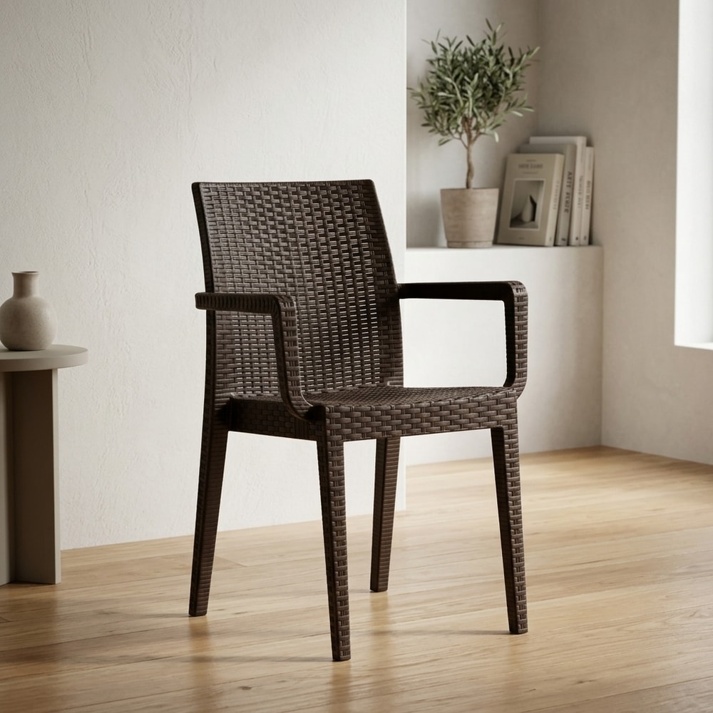 Sillón exterior efecto rattán marrón chocolate