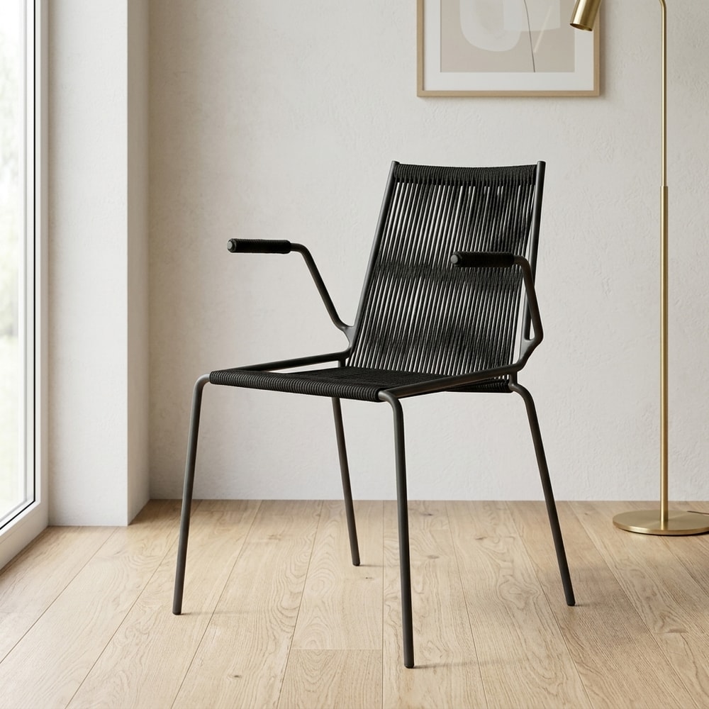 Silla de Comedor Negra con Reposabrazos