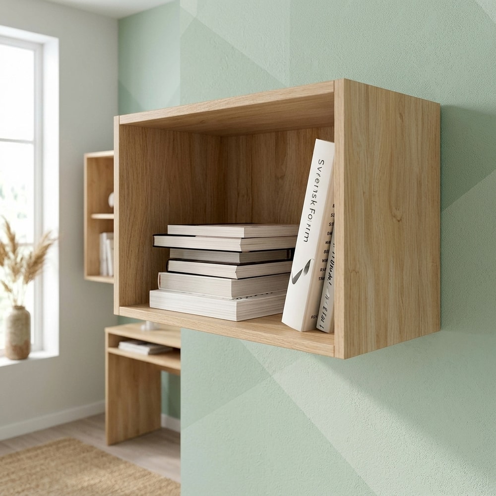 Estantería de Pared Tipo Cubo en Color Cambria