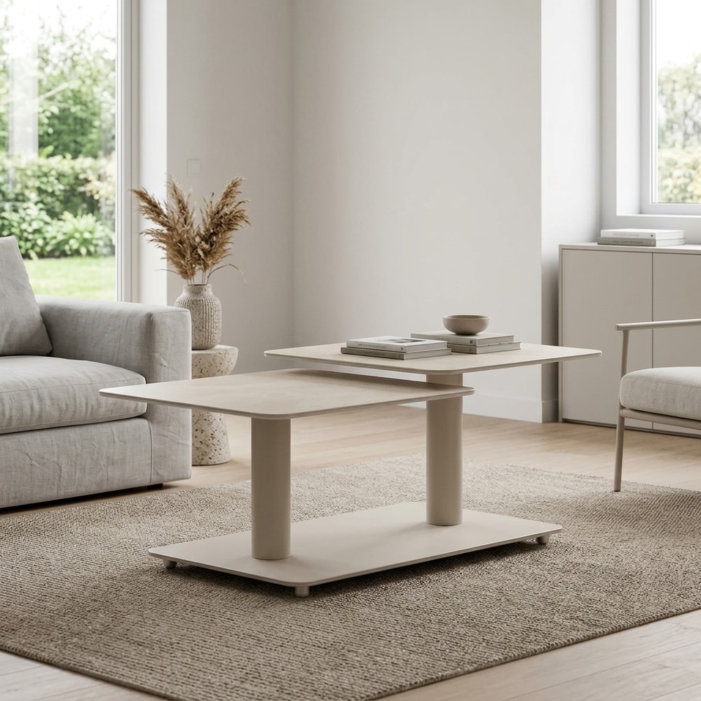 Mesa de centro giratoria moderna crema
