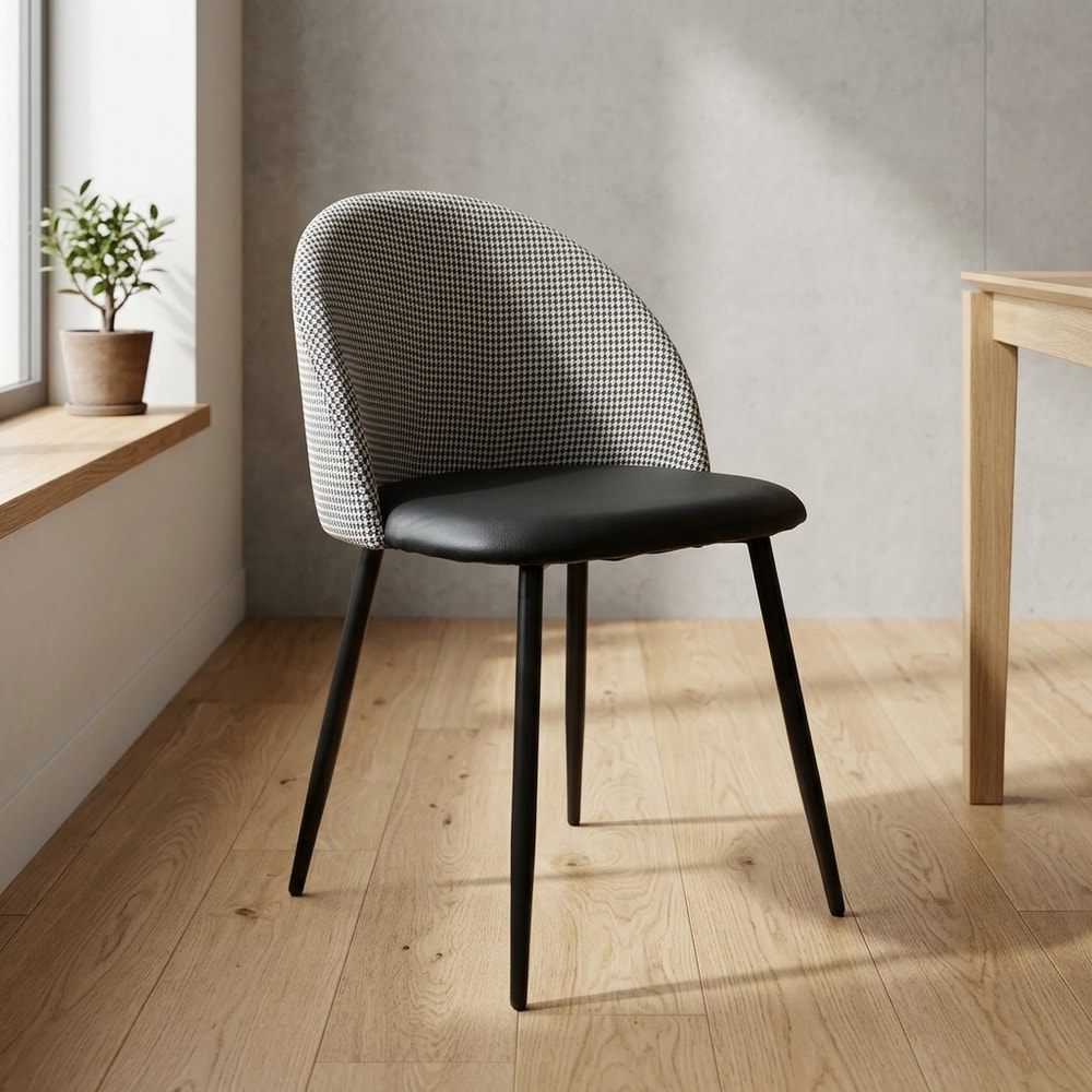 Silla de comedor tapizada pata de gallo y negra
