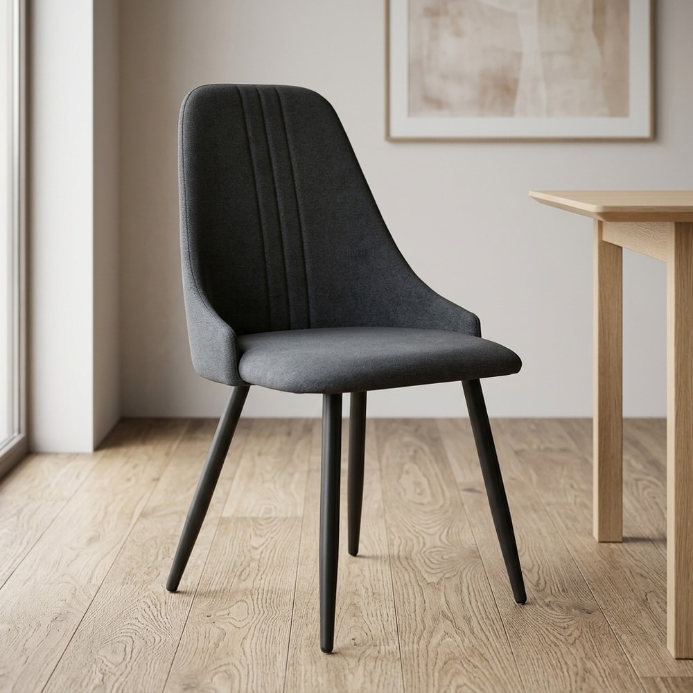 Silla de Comedor Tapizada Gris Oscuro
