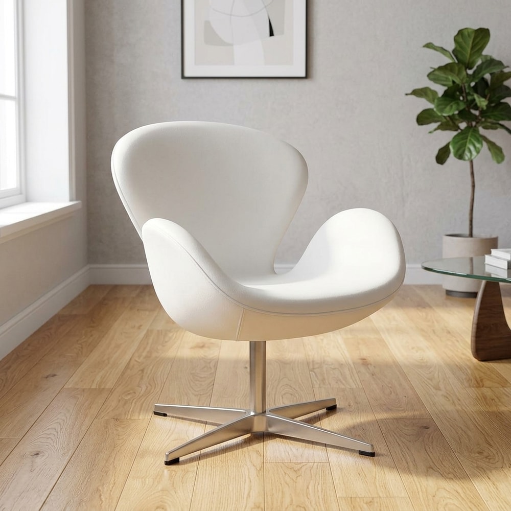 Sillón giratorio de diseño en similpiel blanca