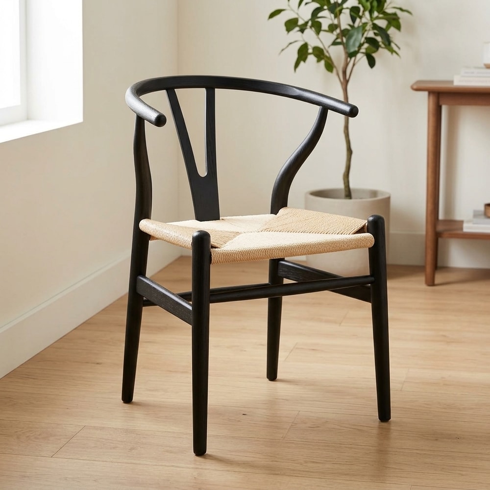 Silla Comedor Madera Negra y Ratán