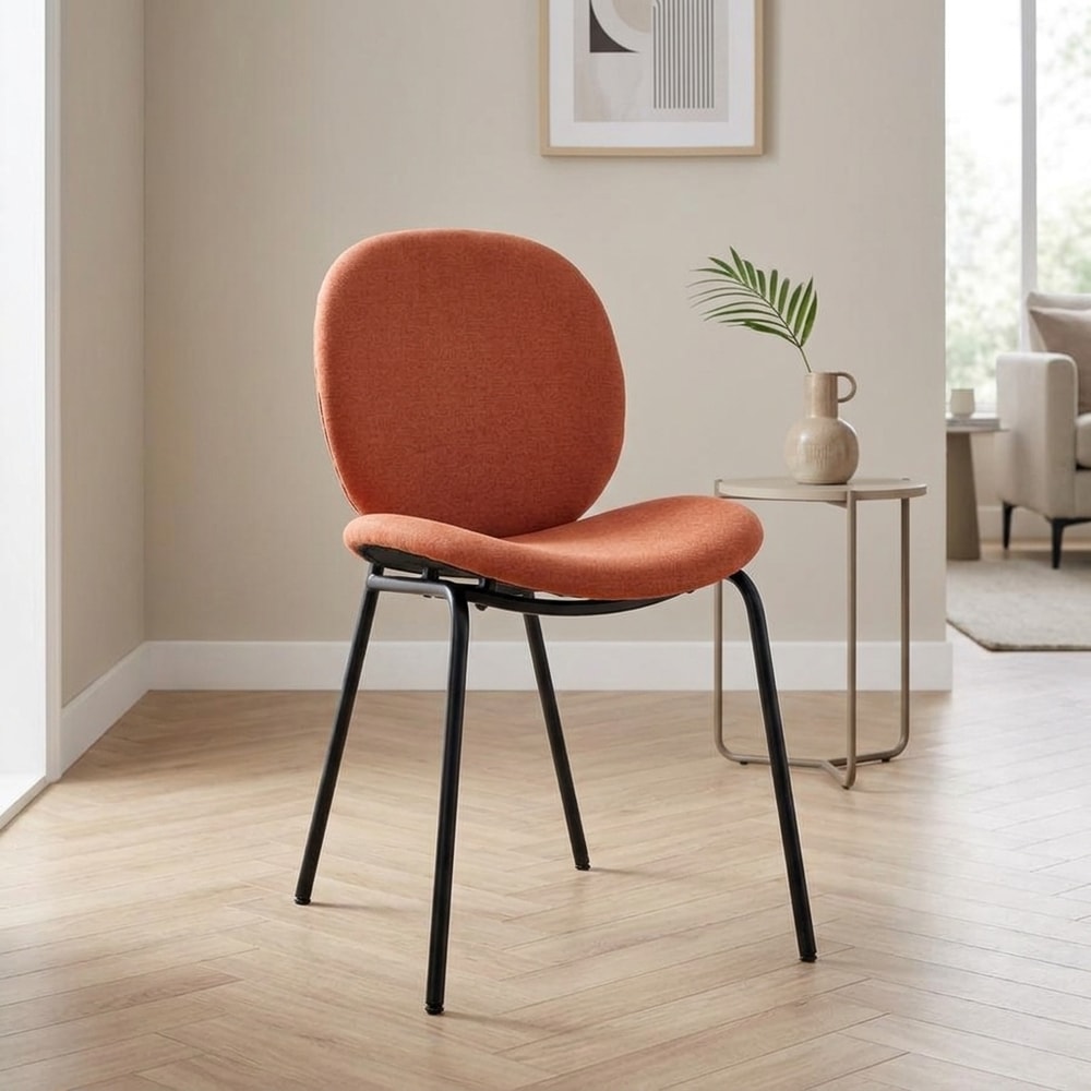 Silla de comedor moderna tapizada en color teja