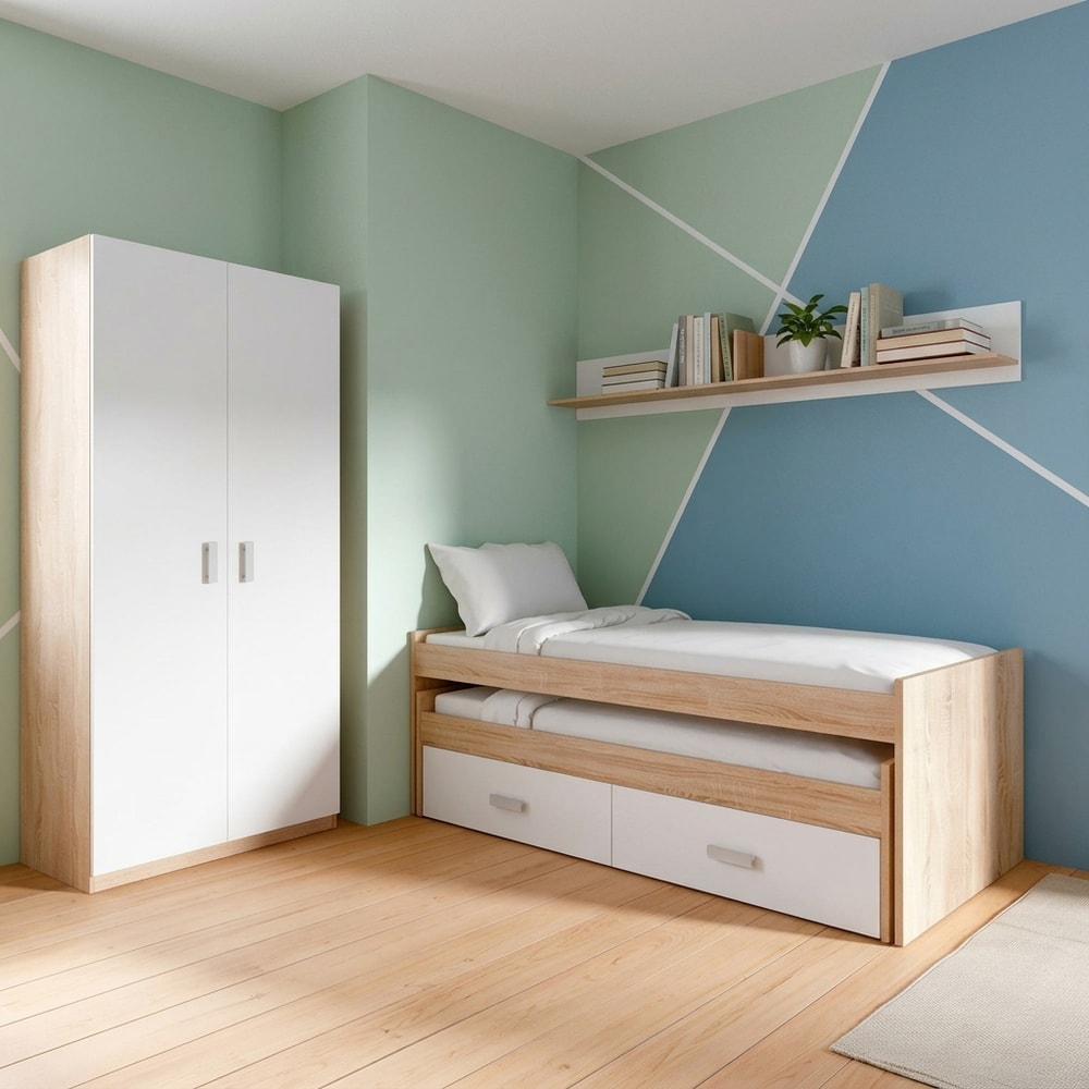 Dormitorio Juvenil con Armario y Cama Nido