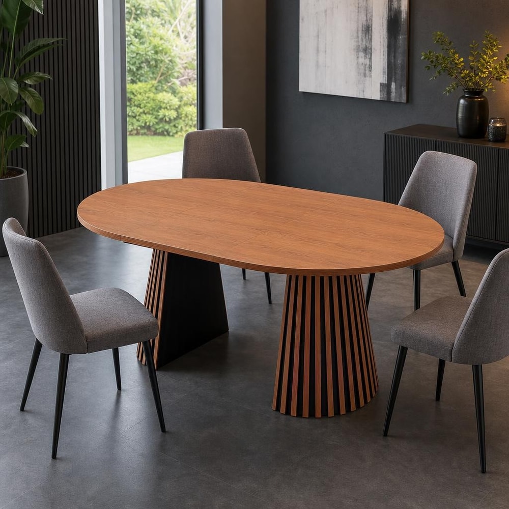 Mesa de comedor extensible en nogal