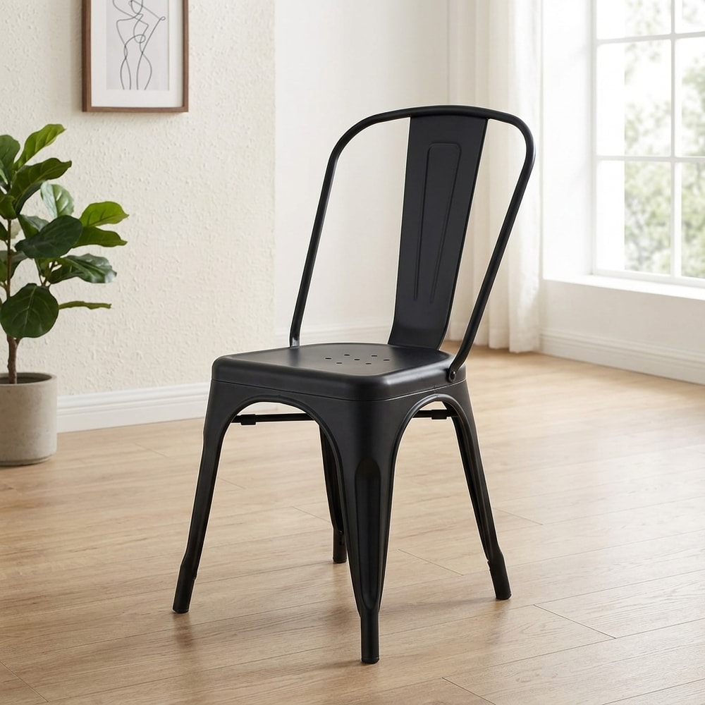 Silla de comedor industrial en acero negro mate