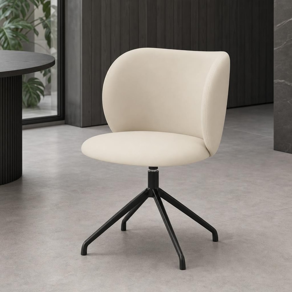 Silla de comedor beige con pata de araña