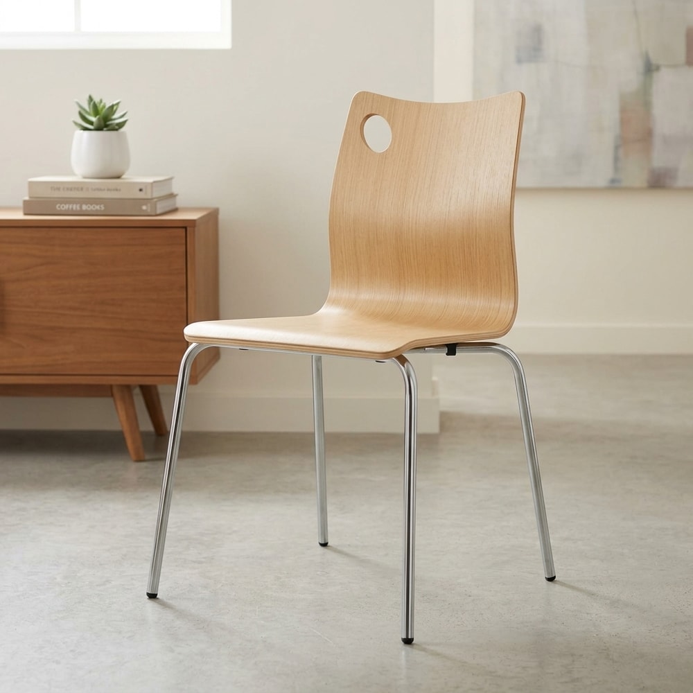 Silla de Comedor Apilable en Madera Natural