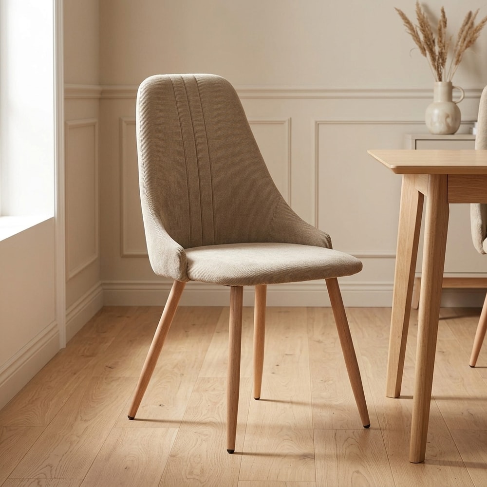Silla de comedor moderna verde con patas madera