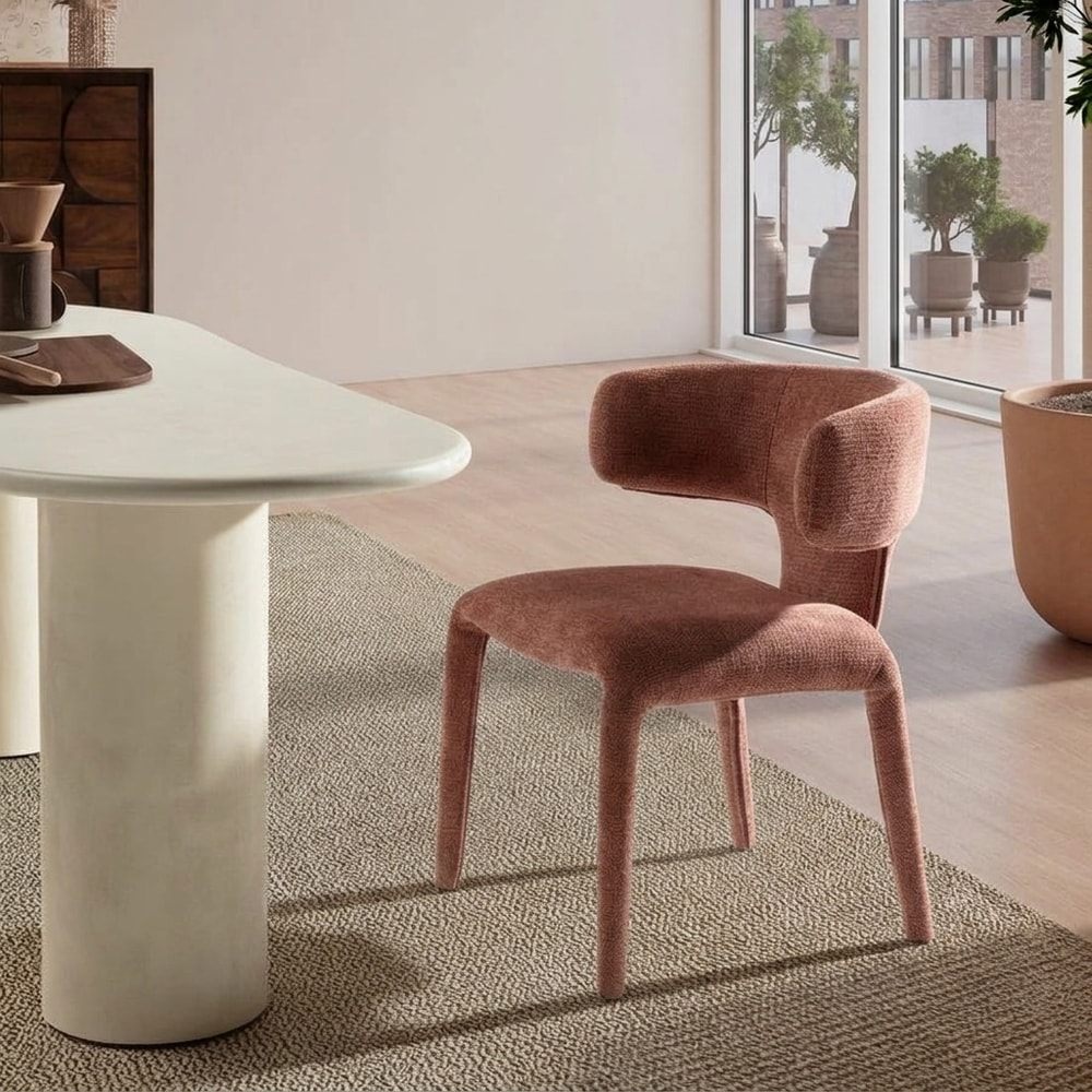 Silla de comedor tapizada color terracota