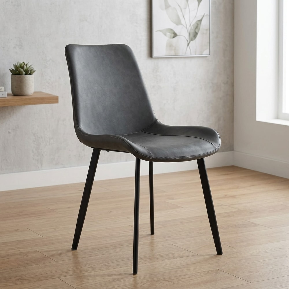 Silla de comedor tapizada en símil cuero gris